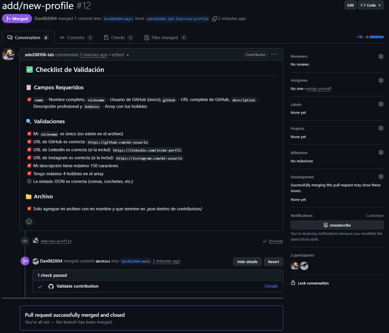 Paso 13: Aprobación y merge