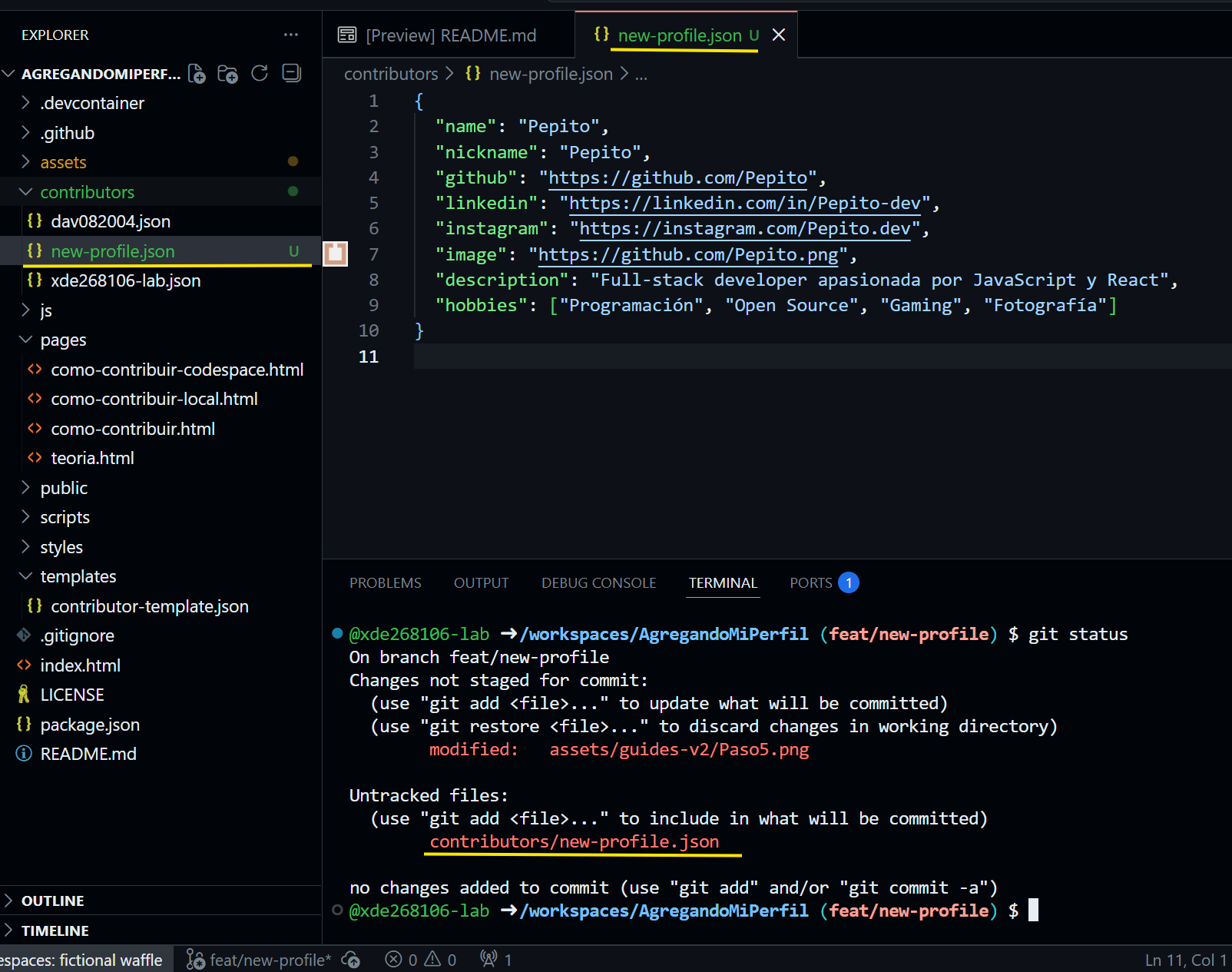 Paso 7: Crear archivo JSON